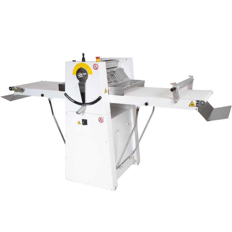 Laminadora de masa extraíble PM500 con cintas de velocidad variable y mesas plegables