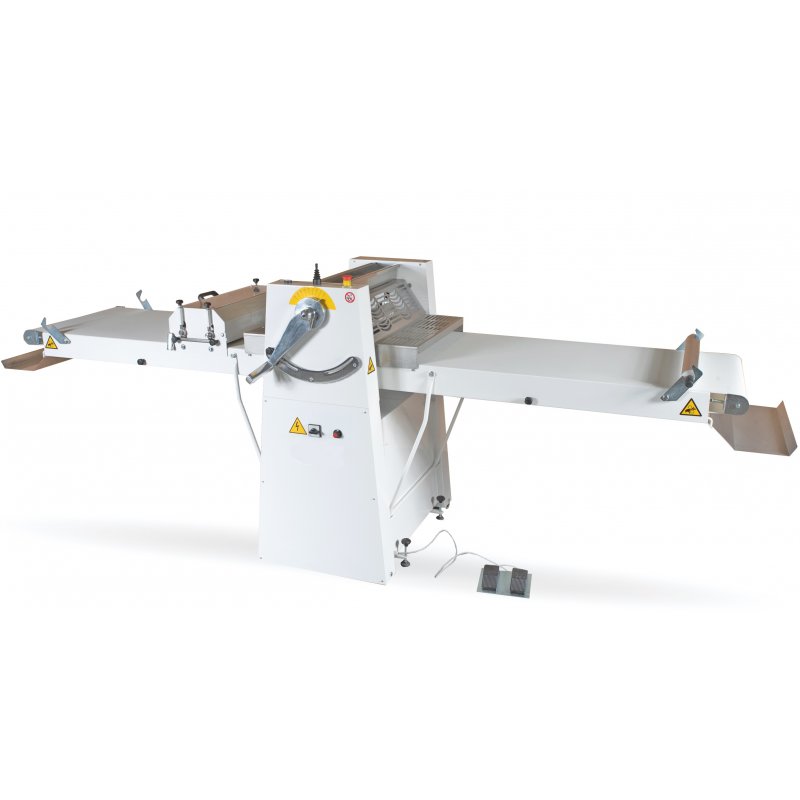 Laminadora de masa PM600 profesional de acero con rodillos ajustables y cintas a velocidad variable