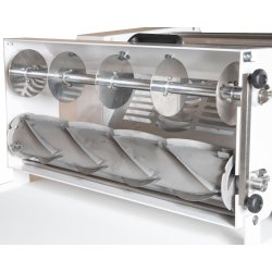 Laminadora de masa PM600 profesional de acero con rodillos ajustables y cintas a velocidad variable